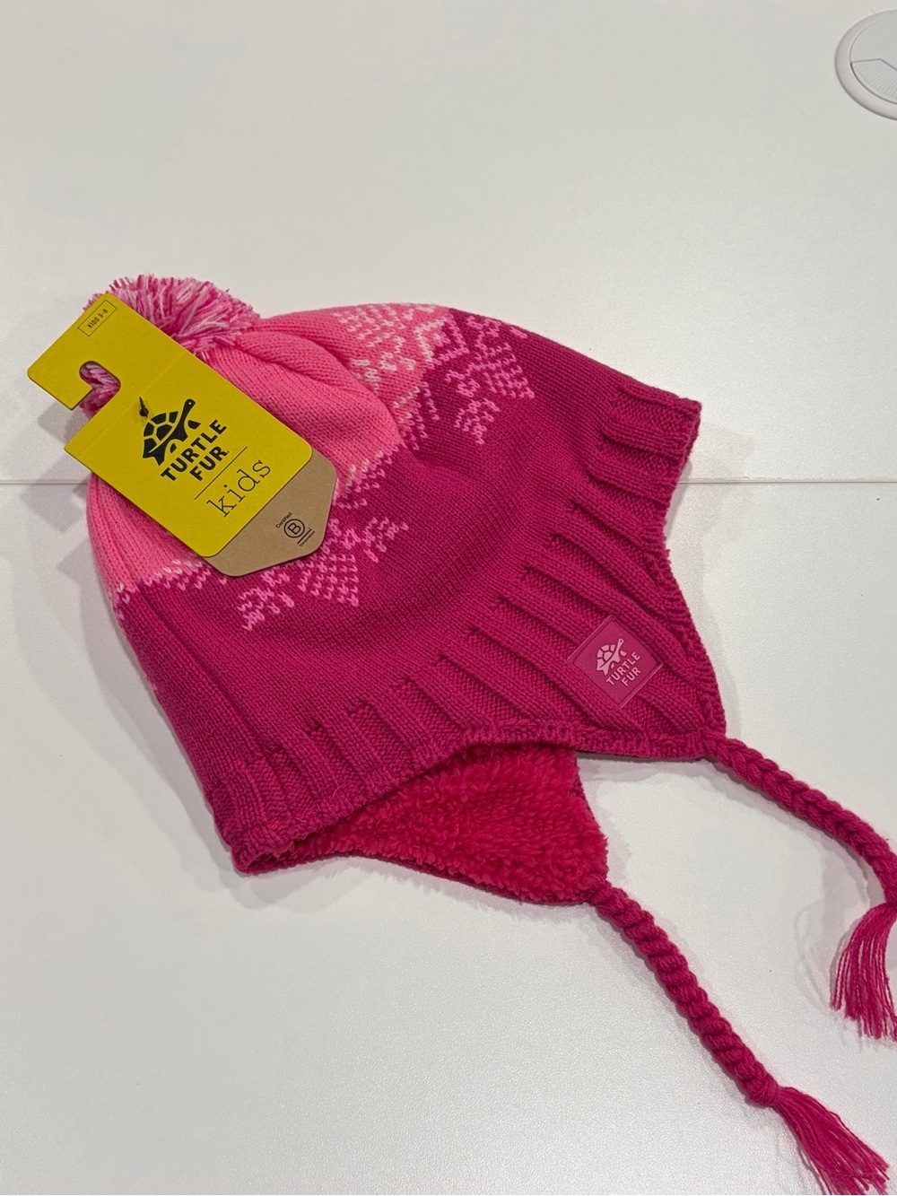 Turtle Fur Kids Celeste Hat Pink Jacquard Knit Snowflake Snow Ski NWT